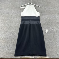 VINTAGE Shani Dress Womens 4 Black White Sleeveless Formal Stripe USA Made Y2K