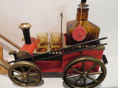 RARE VTG FIRE DEPT FD 102 Musical Wagon Decanter and 4 Shot RARE VTG FIRE DEPT FD 102 Musical Wagon Decanter and 4 Shot