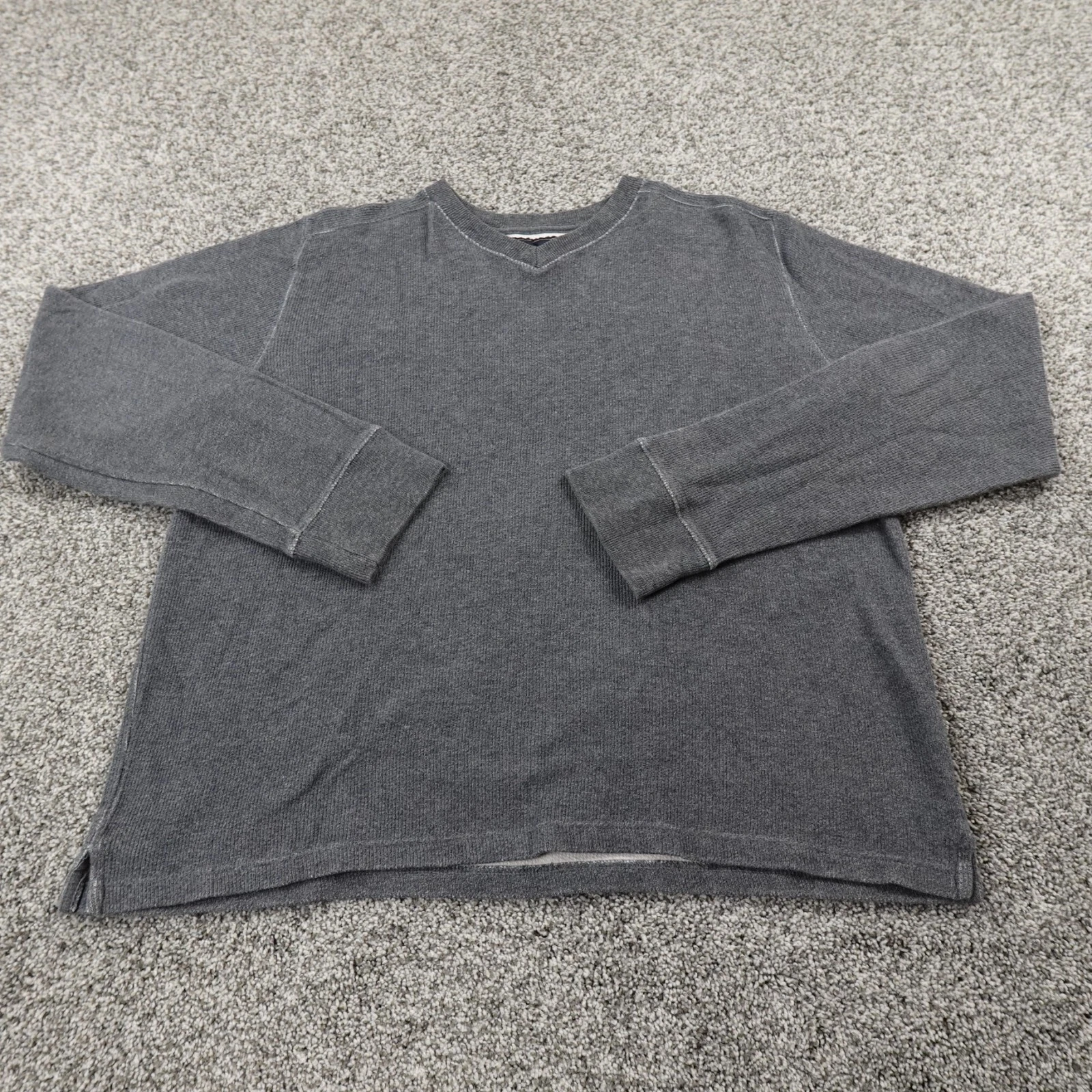 VTG Abercrombie Fitch Sweater Mens L Gray Rib Knit Pullover Sweatshirt 90s Y2K