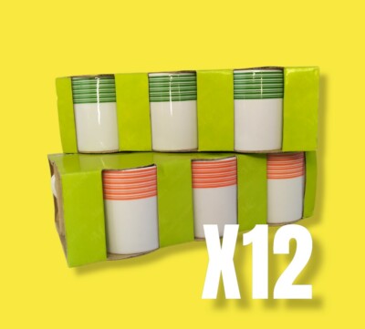 12 gemischte Kaffeetassen 6 grün und 6 orange 