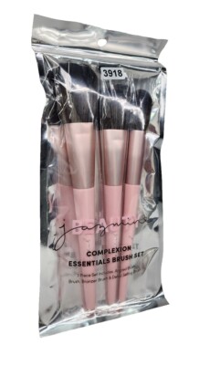 Jasmine Beauty 3 Piece Complexion Essentials Brush Set, Pink