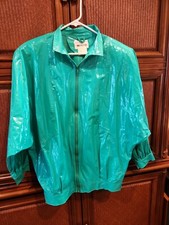 Vintage Kenn Sporn Size S-m Wippette Bright Green Vinyl Rain Jacket "wet Look"