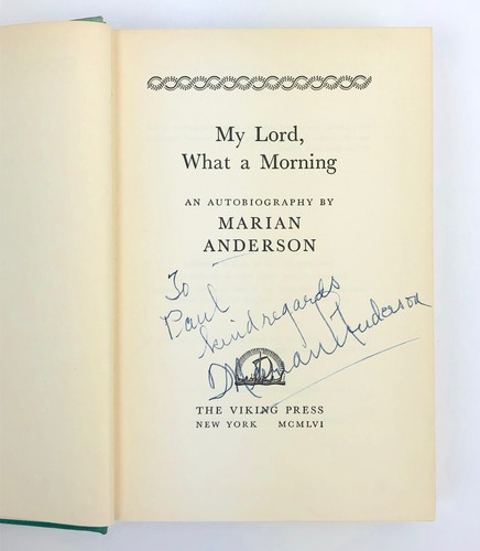Marian ANDERSON (Opera): My Lord, What a Morning - SIGNED AUTOBIOGRAPHY - Picture 3 of 3