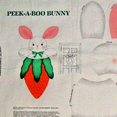 VTG Peek-A-Boo Bunny Wall or Door Hanging Cut & Sew Panel by Cranston
