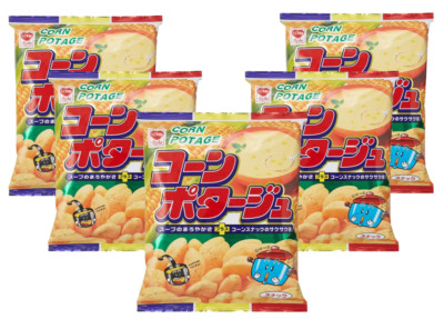 Riska Corn Potage Snack 75g x 5 Japan Creamy Corn Soup Flavor Crispy Bulk Set
