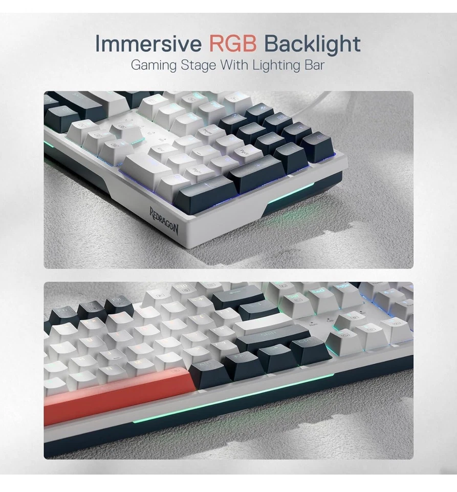 Teclado para juegos Redragon K668 RGB, 104 teclas + 4 teclas de acceso rápido adicionales con cable mecánico Foto 3 de 4
