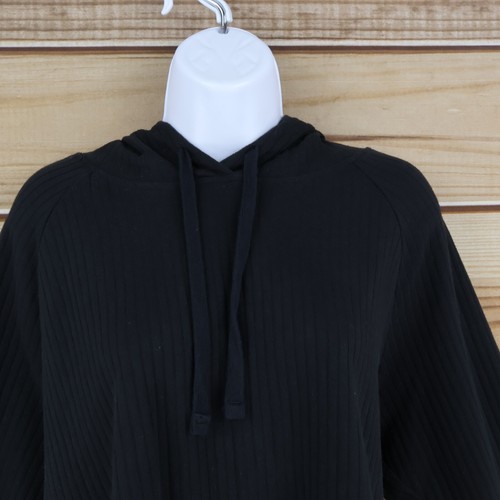 Athletic Works Ribbed Sweatshirt Hooded Womens Size XL 16-18 Black Activewear - Picture 5 of 8