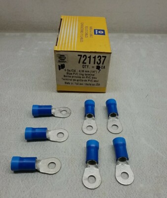 721137 Napa Belden 6ga 1/4'' Blue PVC Ring Terminals Quantity 7 Pieces