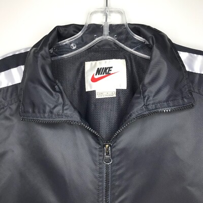 Vintage 90's Nike Jacket Womens L Black White Full Zip Nylon