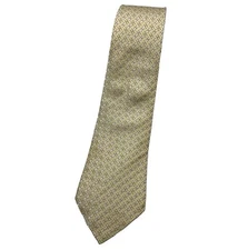 GIORGIO ARMANI Men's 100% Silk Necktie LUXURY Tie Yellow Geometric W:3.8" EUC