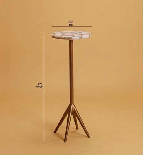 Grey Agate Stone Drink Table, Side Marble Table, End Table For Home Decor - Picture 5 of 5