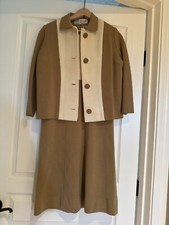 Vintage 1960s Cream Tan dress and jacket by Cisannella, Made in IItaly. Soze 1-