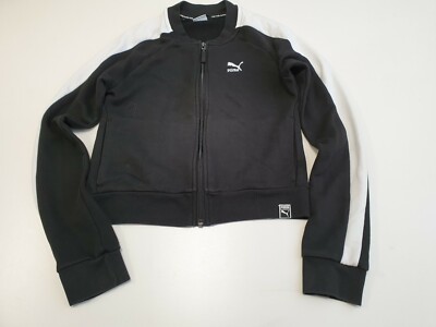 MM620 MÄDCHEN PUMA SCHWARZ WEISS STRETCH TRAININGSANZUG TRAININGSJACKE 11-12 JAHRE 28''