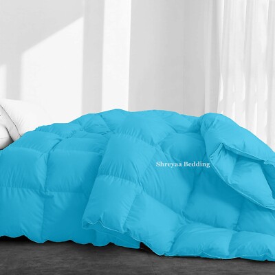Deluxe Luxury Comforter Down Alternative Egyptian Cotton Aqua Blue Solid