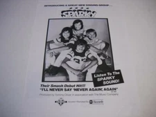 SPARKY teenybopper boy band 1974 Promo Poster Ad I'LL NEVER SAY NEVER AGAIN