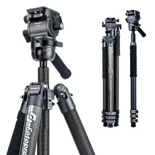 Fotopro 67.3" Carbon Fiber  Travel Video Tripod, W/Monopod . X-AIRFLY MAX VIDEO