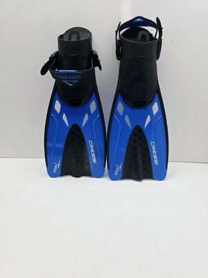 Used Cressi Tonga Short Open Heel Fins - Black/Blue - S/M Mens 4.5/8.5W