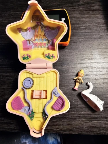 Vtg 1992 Polly Pocket Compact Bluebird Tiny Ballerina Ring Swan Lake COMPLETE 