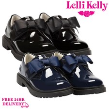 Lelli Kelly Mädchen Schulschuhe schwarz dunkelblau Lack Schleife Faye LK8658 UK 8 - 6