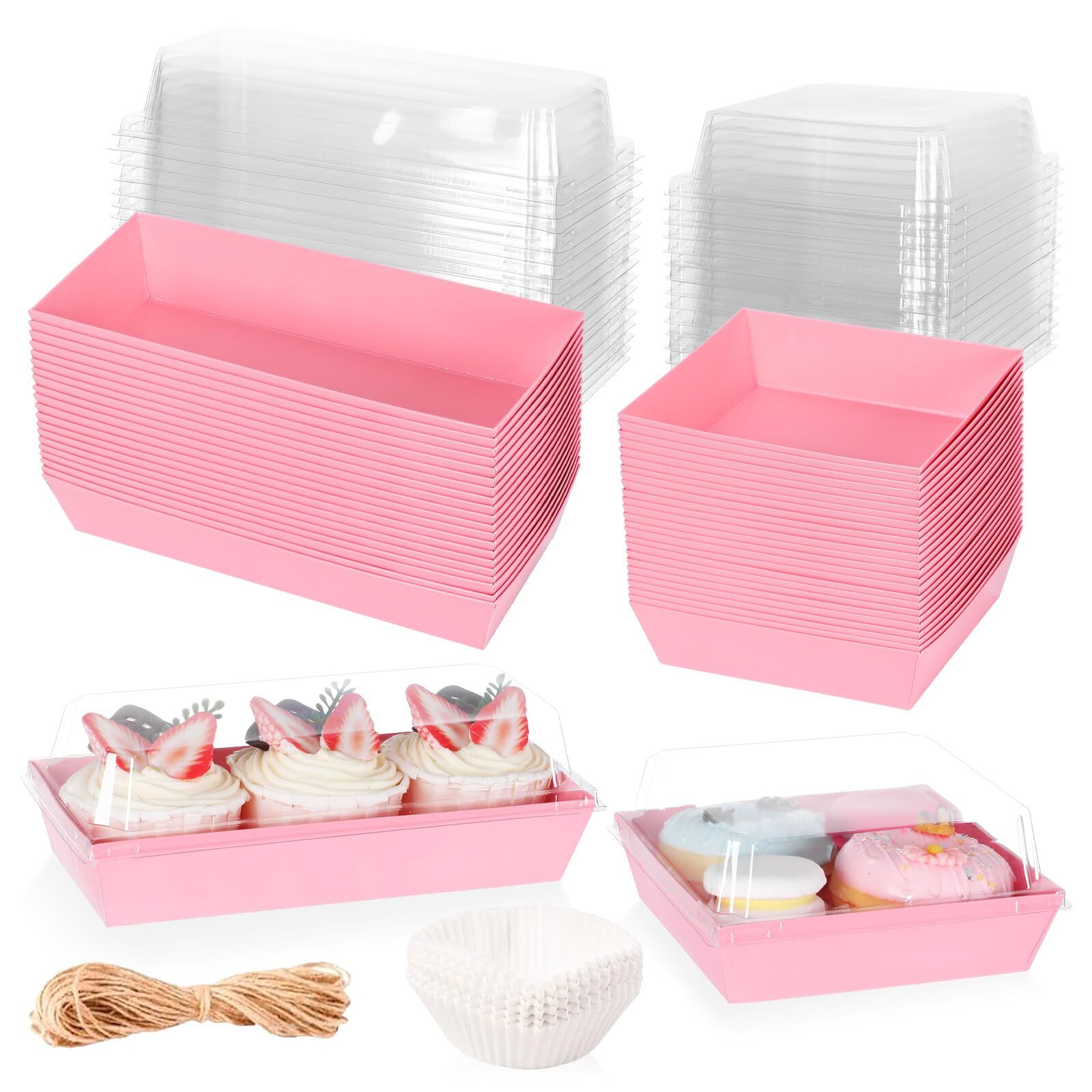 50 Pcs Charcuterie Boxes With Clear Lids 2 Styles Disposable Food Containers Wit