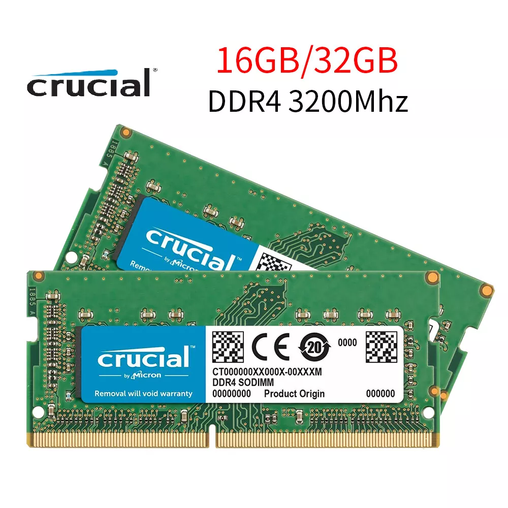 Crucial 16GB DDR4 Notebook SO-DIMM 260-Pin 3200MHz 1.2V PC4-25600 Laptop  Memory