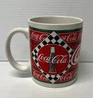 Vintage Coca-Cola “Drink Coca-Cola” Coffee Mug Cup 1995 Checkered Flag