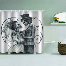 Skull Couple Get Married 3D Shower Curtain Waterproof Fabric Bathroom Decoration