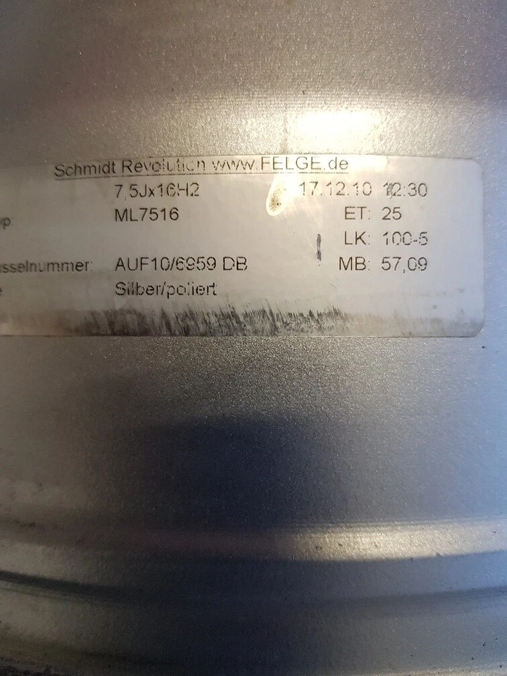 Schmidt Revolution ML silber 7,5x16 ET25 5x100 - Bild 4 von 4
