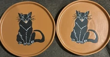 Threshold Stoneware Black Cat Orange Appetizer Plate 6" Threshold 2 Plates