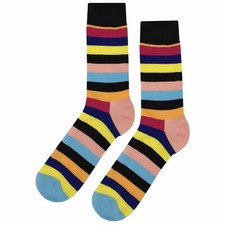 NWT Sassy Stripe Dress Socks Novelty Men 8-12 Multicolor Crazy Fun Sockfly