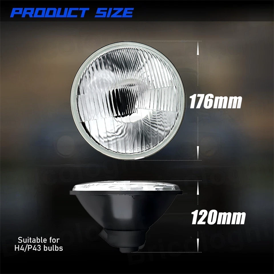 Pair For Chevy C10 K10 K20 K5 1975-1980 105W 7" Round LED Headlights Hi/Lo Beam - Image 2 of 4