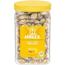 Halls Relief Honey Lemon Cough Drops, Bulk Cough Drops, 250 Drops