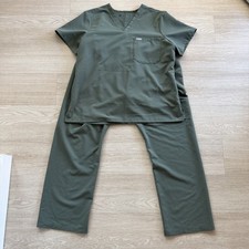 FIGS Technical Collection Olive Green Scrubs Set Women s XL Top Bottom