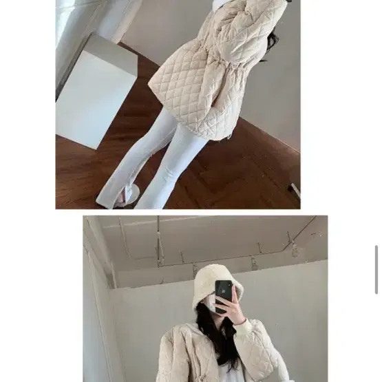 Flat퍼 Ivory Quilted Waist-String Padding Jacket -… - image 5