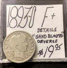 1893 O Barber Quarter F+! Details: “sand blasted” Obverse! ENN Coins