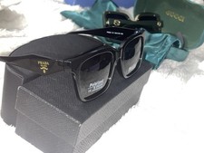 PRADA PR02Z1 Women  s Rectangle Sunglasses Black Polarized UV400