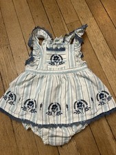 Haute Hippie Striped Floral Dress Infant Toddler 24 Month Spring Summer Blue