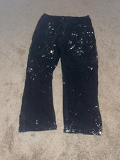 Vintage Carhartt Pants Faded Black Thrashed Paint Splatter Size 36x30