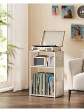 Record Player Stand, 3-Tier Side Table, Vinyl Record Storage Up To 100 Albums