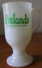 Ireland's Vintage Rare White Milk Glass Souvenir Mug Green Label