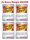 4x Brave Bangle 080/086 Pokémon TCG White Flare Uncommon Cards - NM Playset