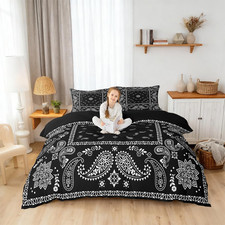 Duvet Cover Set, Modern Fashion Paisley Flower Floral Print Comforter Cover for