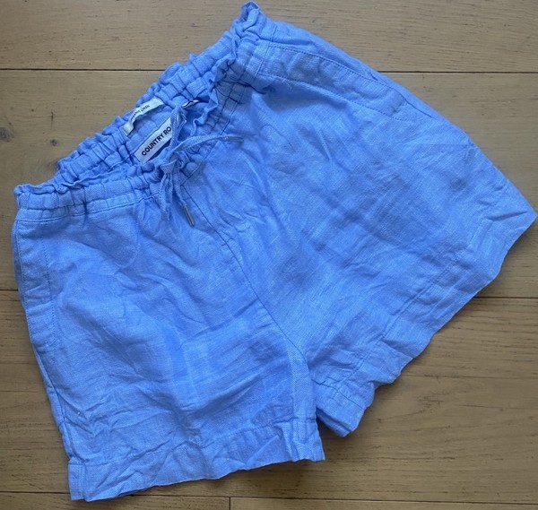Country Road Organic Linen Sky Blue Shorts Elastic Waist Size 6 More Like A 8/10