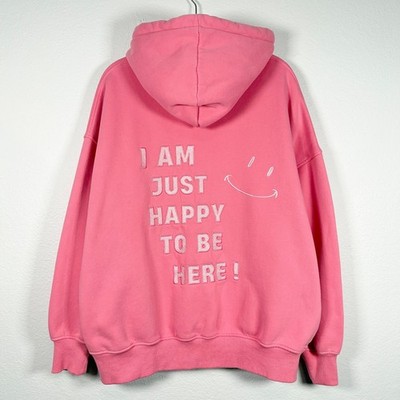 Sunkissed Bubblegum Pink Coconut I Am Just Happy To Be Here Embroidered Hoodie
