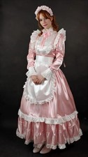 Pink Glamorous Maid-Themed Prom Dress Vintage Victorian Evening Gown Cosplay