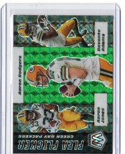 2020 Panini Mosaic Flea Flicker Aaron Rodgers, Jones, Adams Green Prizm #FF8