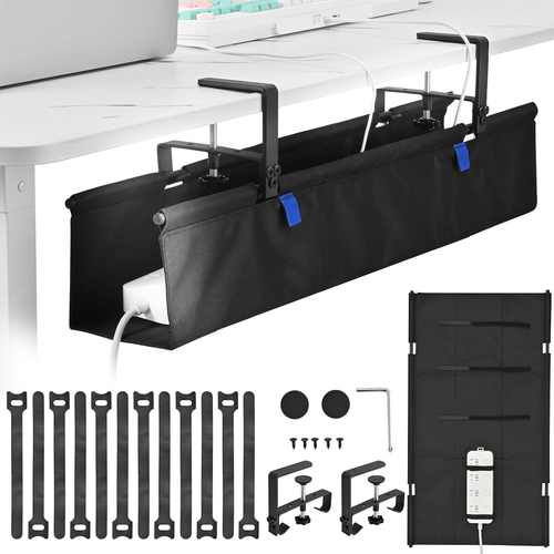 28" under Desk Cable Management Tray- Clamp/Screw Mount Desk Cable ...