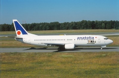 Dia TC-ANH Boeing 737-4Q8 Anatolia Flugzeug 35mm ungerahmt O1-1-4