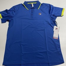 Fila Performa SS Blue Yellow Tennis Polo Shirt Mens M 50 UPF NWT