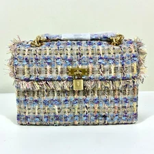 Kurt Geiger London Brixton Tweed Lock Bag Lilac NEW Shoulder Bag